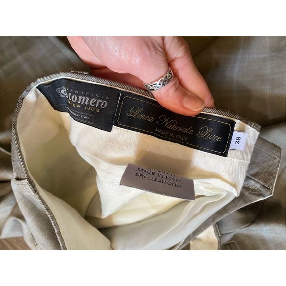 Lanificio Comero Gray Blue Plaid Italian Wool Linea Naturale Pants, Men's Sz 38 - Picture 11 of 14